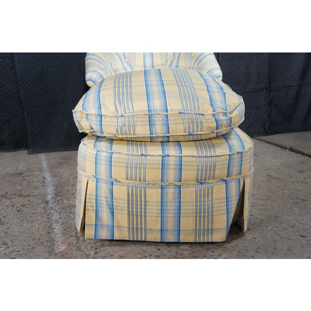 Early 20th-Century Tufted Plaid Chaise Lounge on Turned Mahogany Baluster Legs For Sale - Image 10 of 18