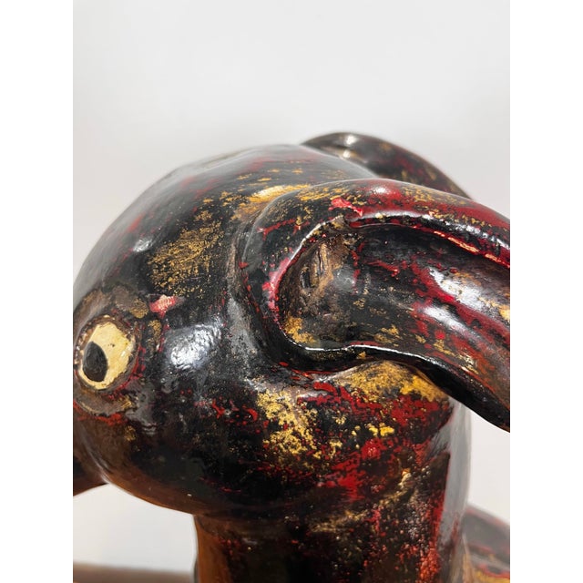 Vintage Carved Wooden Dog Statue For Sale - Image 10 of 12