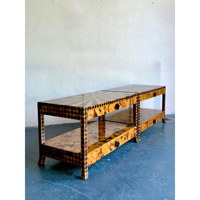 Coffee Vintage Tessellated Coconut Shell and Penshell Starburst Side Tables - a Pair For Sale - Image 8 of 9