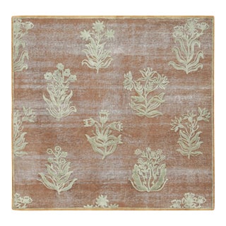 Contemporary Block Print Floral Natural Silk Runner by Rug & Kilim, India For Sale