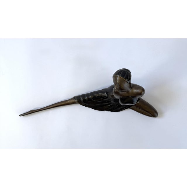 Metal Mid 20th Century Ballerina Sculpture - Stretched Leg For Sale - Image 7 of 8