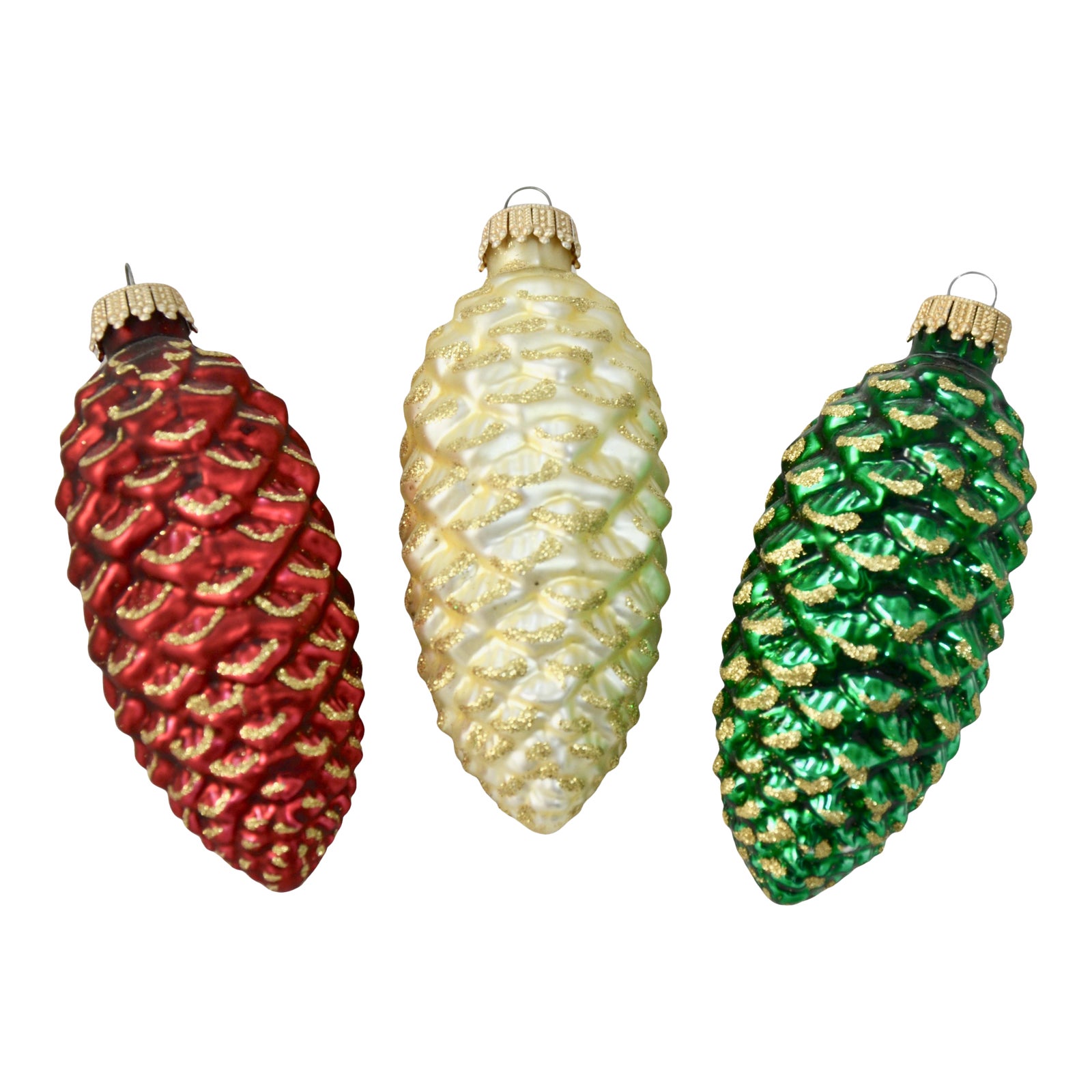 Glass Pine Cone Ornaments Set of 3 Chairish