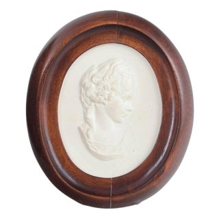 Oval Relief Plaque in Biscuit Porcelain with Female Portrait from Meissen, 1970s For Sale
