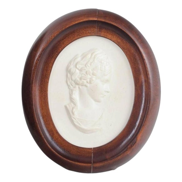 Oval Relief Plaque in Biscuit Porcelain with Female Portrait from Meissen, 1970s For Sale