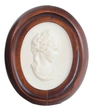 Oval Relief Plaque in Biscuit Porcelain with Female Portrait from Meissen, 1970s