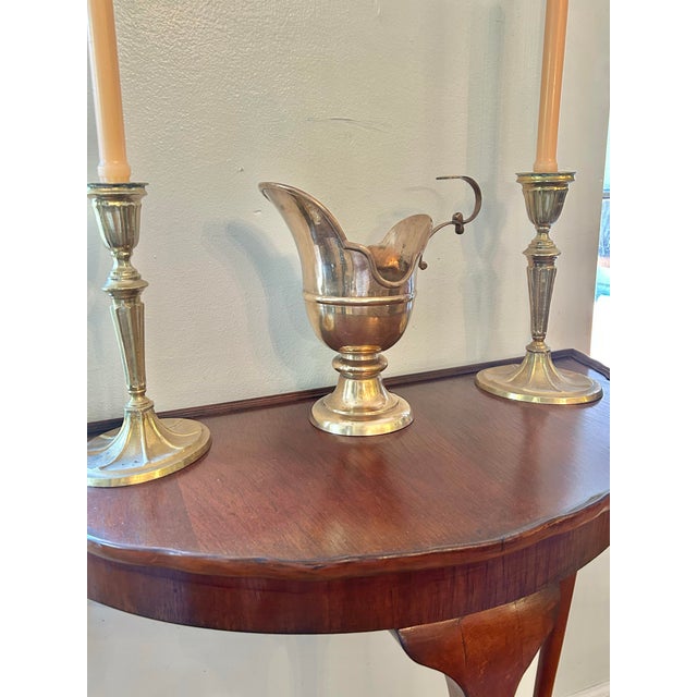 English Mid 20th Century Brass Pedestal Ewer or Lavabo Water Vessel For Sale - Image 3 of 11