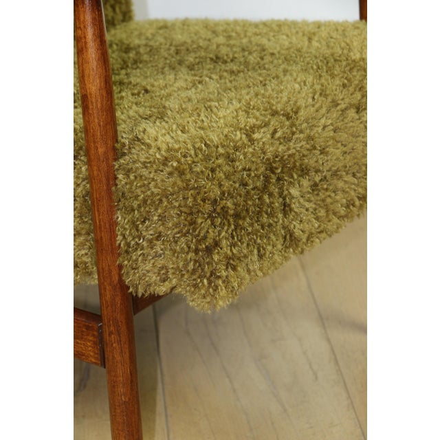 Vintage Olive Lounge Chair in Red Fox with High Pile Camel Fabric, 1970s For Sale - Image 10 of 13