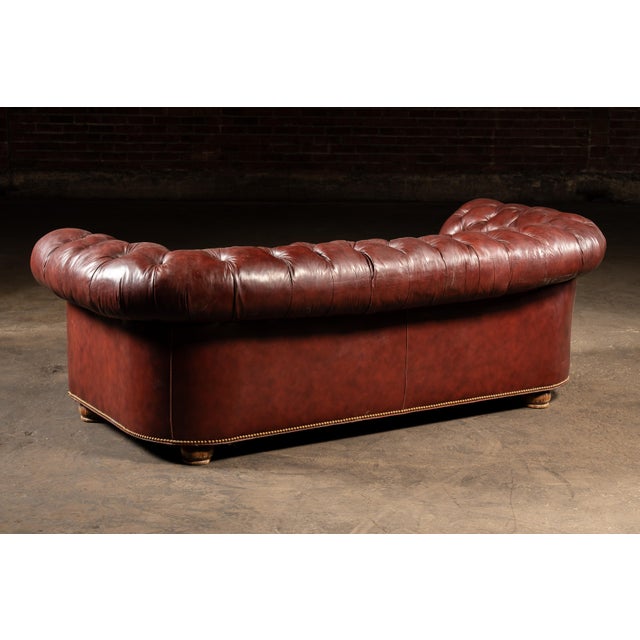 Late 20th Century Tufted Leather Chesterfield Sofa in Burgundy For Sale - Image 4 of 15