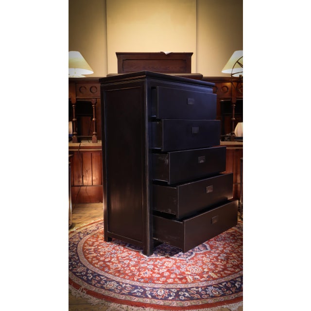 Large Canton Chest of 5 Drawers in Black Ash from Lombok, 2010s For Sale - Image 15 of 18