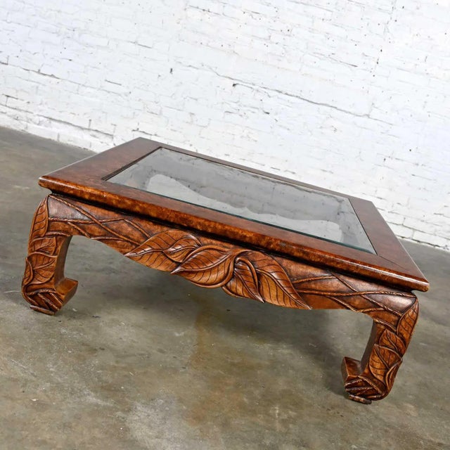 Vintage Chinoiserie Ming Style Chow Leg Carved Square Coffee Table by Casa Bique Ltd & Attr to Robert Marcius For Sale - Image 9 of 13