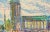 Mid-Century Swedish Folk Art Oil Pastel Drawing of Stockholm City Hall in Sky Blue, Pink, Purple, Teal, Green For Sale - Image 14 of 18