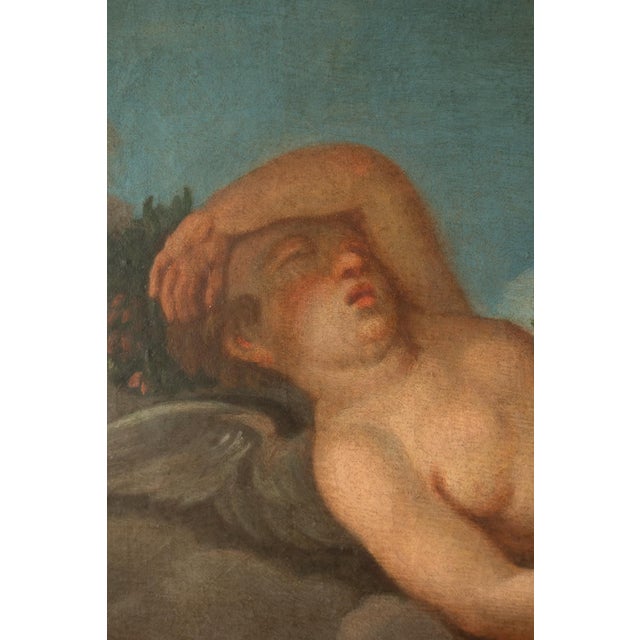 Venetian School Artist, Cherubs, Late 18th Century, Oil on Canvases, Framed, Set of 2 For Sale - Image 8 of 10