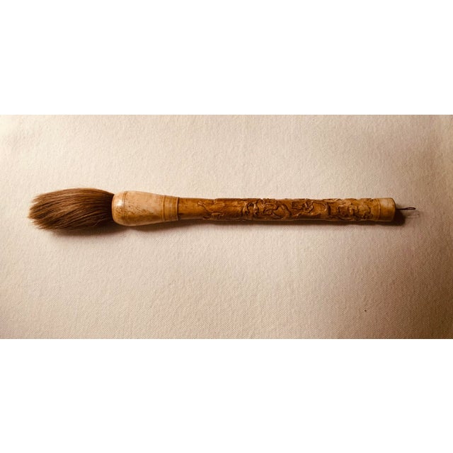 Art Deco Early 20th Century Chinese Carved Bone Calligraphy Brush - A Diplomat's Treasure For Sale - Image 3 of 18