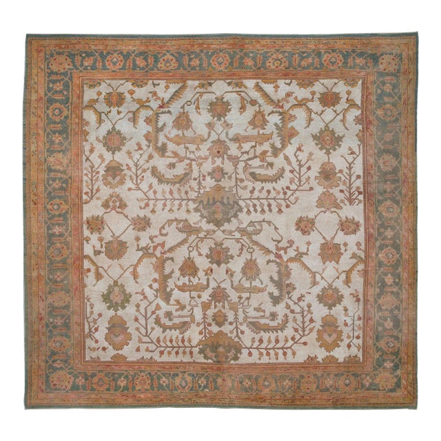 Zabihi Collection Antique Oversize Square Oushak Rug - 18'3" x 18'4" For Sale