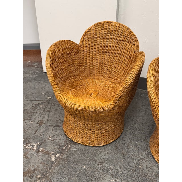 Floral Vintage Boho Style Wicker Lounge Chairs, Pair For Sale - Image 12 of 12