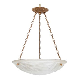 French Art Deco Floral Motif Glass Chandelier For Sale