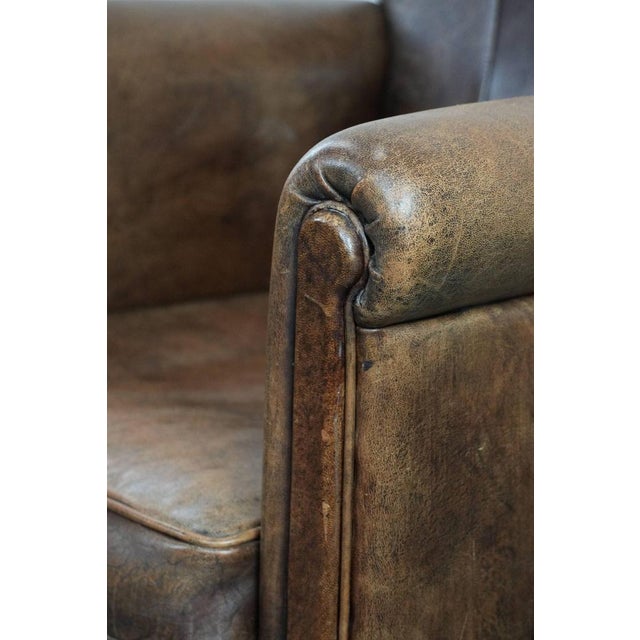 Vintage Sheepskin Club Armchair For Sale - Image 11 of 18