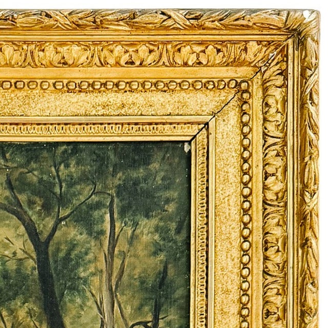 French Antique 20th Century French Barbizon Style Original Oil Painting on Canvas, Signed For Sale - Image 3 of 10