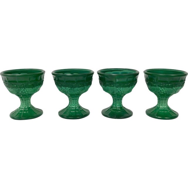 Forest Green Ice Cream Goblets from J. Sklárny, 1980s, Set of 4 For Sale - Image 8 of 8