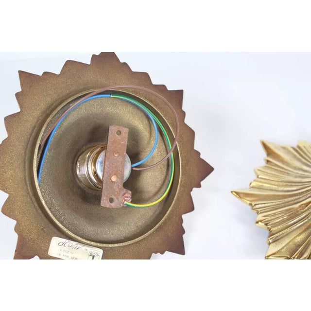 Mid-Century Bronze Sunburst Wall Sconces, Germany, 1950s, Set of 2 For Sale - Image 9 of 10
