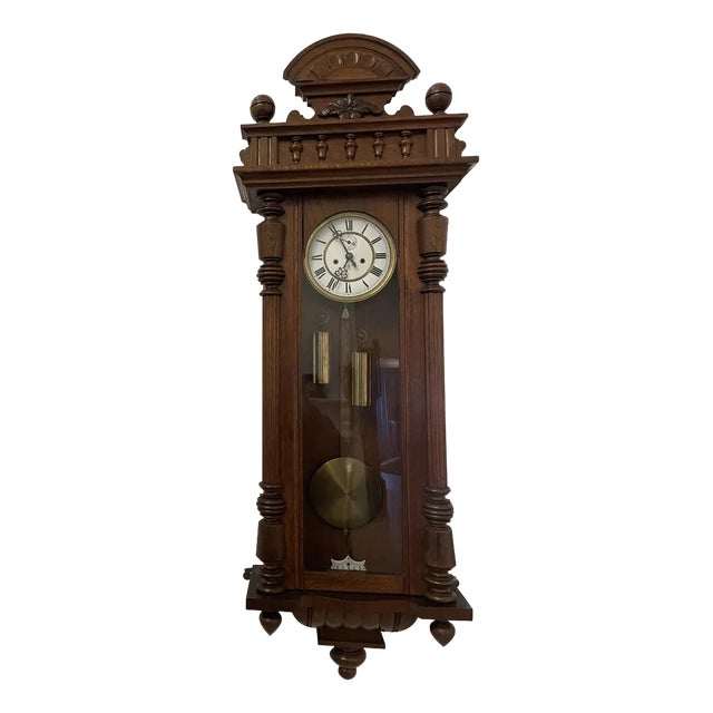 Antique Victorian Quality Carved Oak Vienna Wall Clock, 1860 For Sale