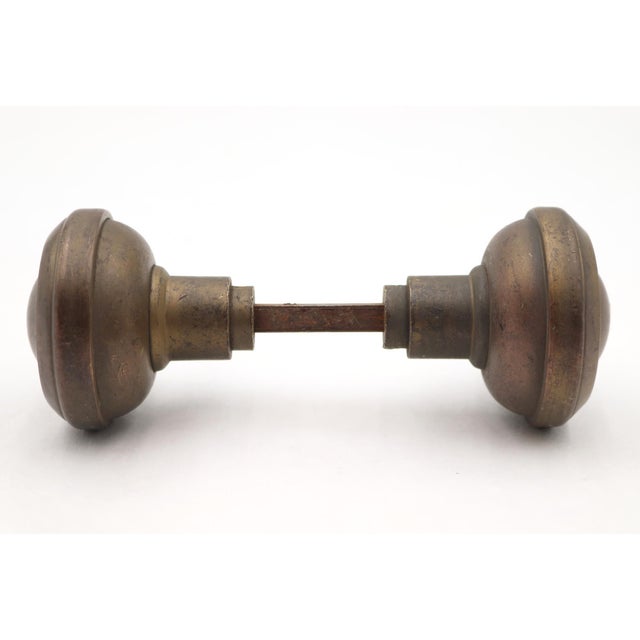 Traditional Pair of Vintage 2.25 In. Concentric Brass Passage Door Knobs For Sale - Image 3 of 5