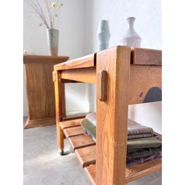Pine Serving Cart on Casters, 1980s For Sale - Image 17 of 18