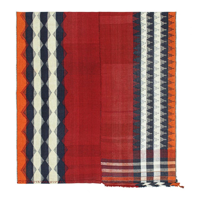 Red 1950s Vintage Persian Kilim in Red With Geometric Border Patterns by Rug & Kilim For Sale - Image 8 of 8