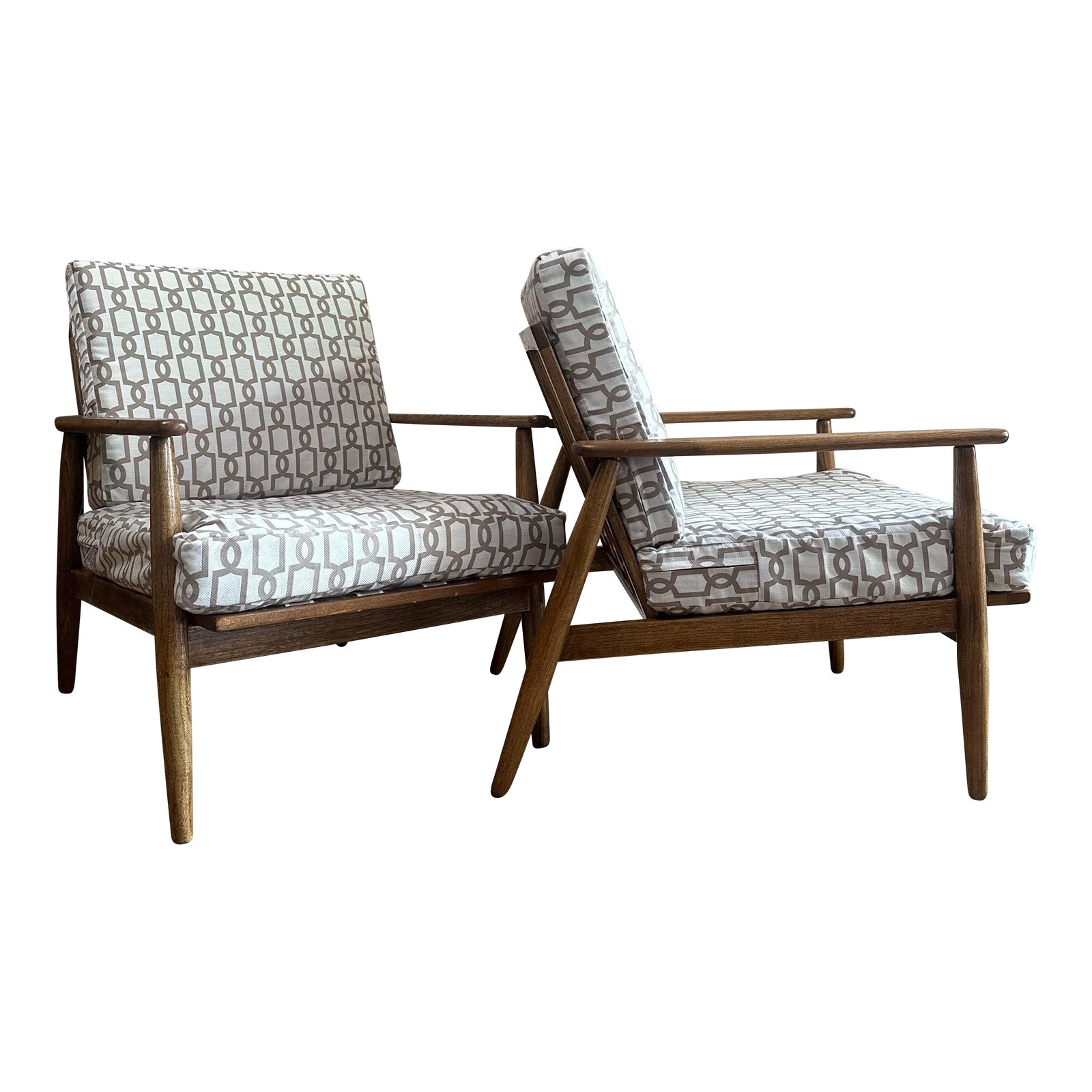 1950s Pair of Baumritter Mid-Century Walnut Lounge Chairs | Spindle ...