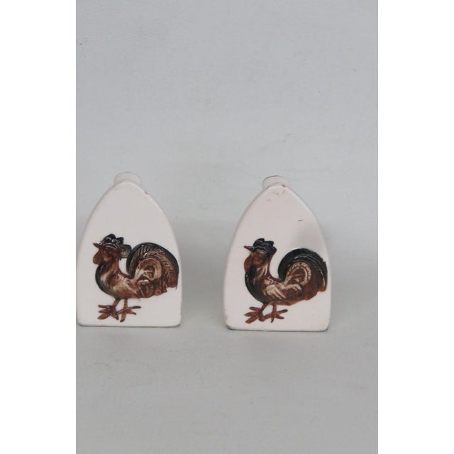 Mid 20th Century Iron Shaped Salt and Pepper Shaker 2 Pair With Rooster Motif For Sale - Image 11 of 13