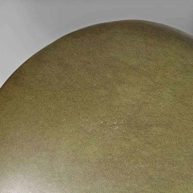 Italian Modern Green Faux Leather Pouf, 1970s, Set of 3 For Sale - Image 11 of 18