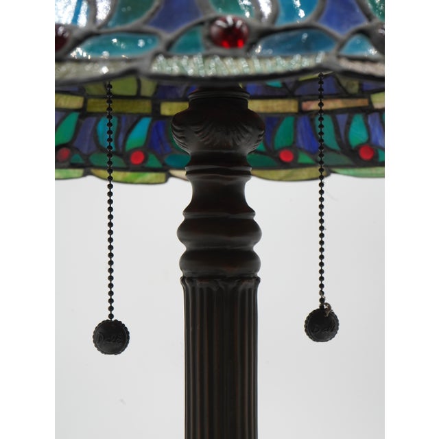 1980s Dale Tiffany Inc Stained Leaded Glass Lamp For Sale - Image 12 of 14
