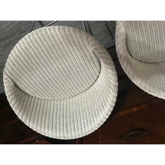 Wood Vintage White Wicker Joe Counter Stools by Vincent Sheppard Set of 2 For Sale - Image 7 of 7