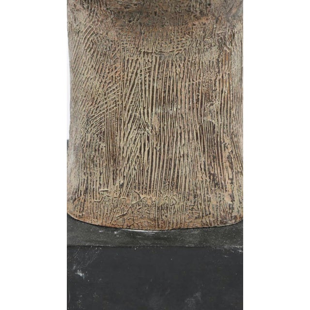 John Davies, Rare Cast Painted Bronze Head Sculpture British Realist Sculptor John Davies, 1991 For Sale - Image 9 of 16