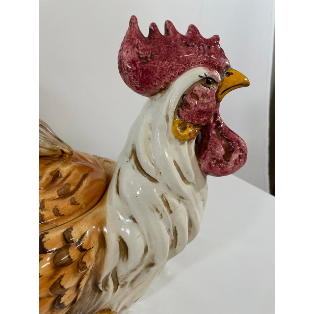 Vintage 1970s Italian Ceramic Majolica Rooster Tureen For Sale - Image 10 of 18