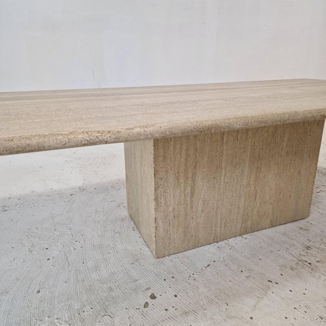 Italian Rectangular Coffee Table in Travertine, 1980s For Sale - Image 13 of 16