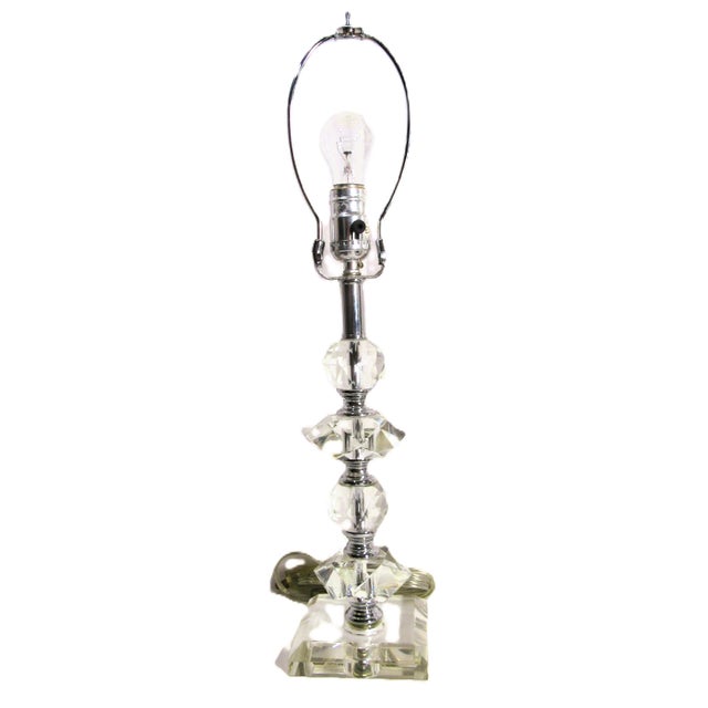 Vintage Cut Crystal + Orb Stacked Table Lamp For Sale In New Orleans - Image 6 of 8