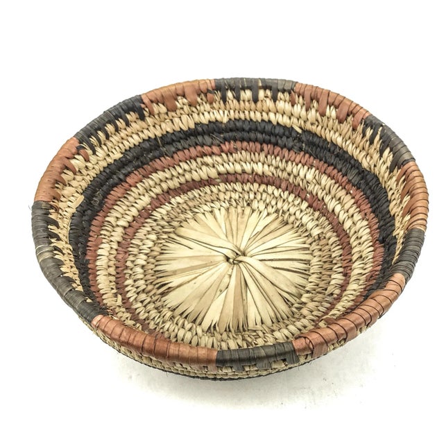 African Artisan Vintage Fiber Rush Woven Basket For Sale - Image 3 of 10