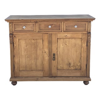 Pine Two Door Three Drawer Dresser Base, Hungary For Sale