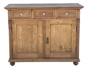 Pine Two Door Three Drawer Dresser Base, Hungary