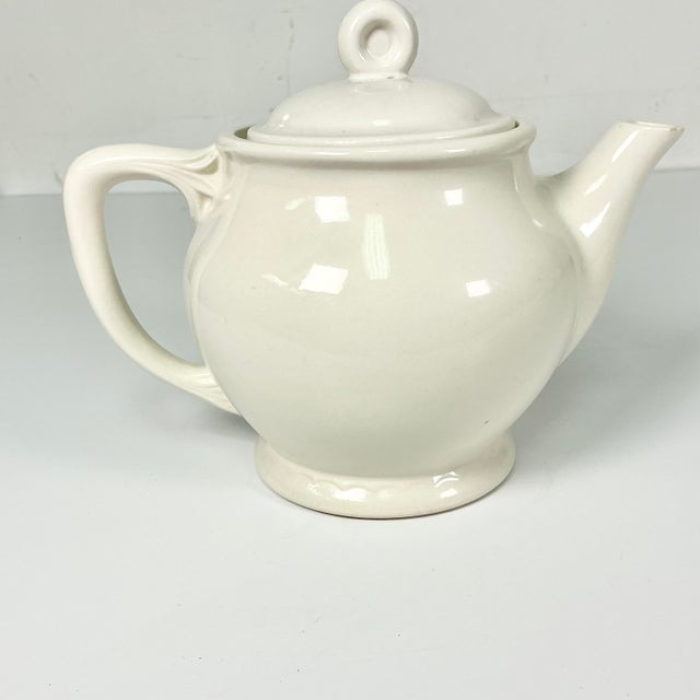 1940s Vintage Farmhouse Boho Chic Art Deco Porcelier Vitreous Large Tea Pot, 6 Cup. For Sale - Image 9 of 13