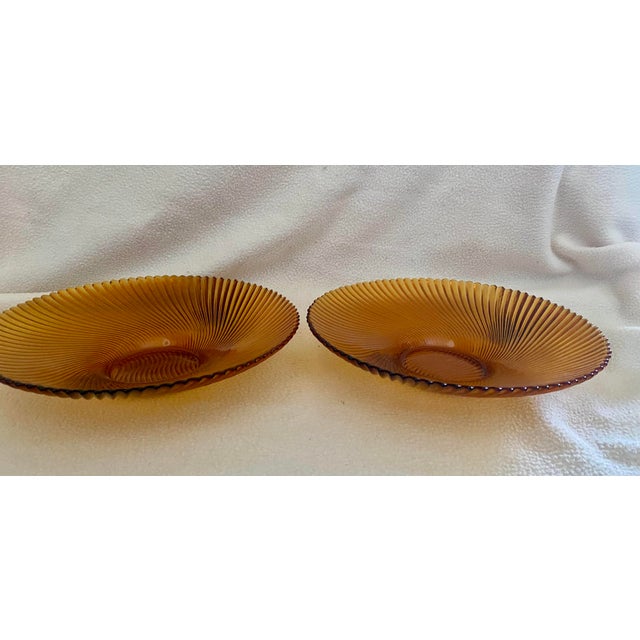 Mid-Century Modern Vintage Mid-Century Modern Amber Glass Bowls- Set of Two For Sale - Image 3 of 5