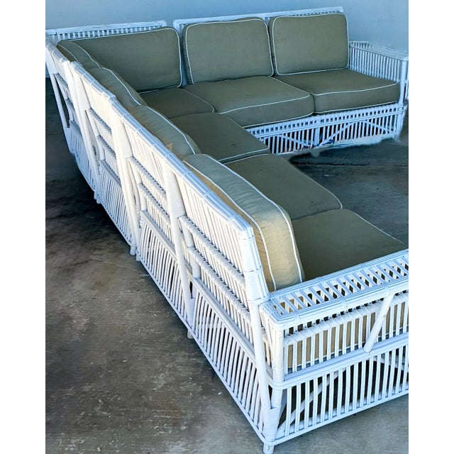 Wood Vintage Stick Rattan Sectional Sofa After Bielecky Brothers For Sale - Image 7 of 12