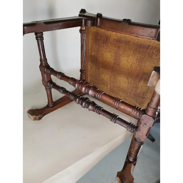 19th centuy mordenist chair. Solid wood and leather work. Very decorative. Measures: 65 x 50 x 110 cm Good condition. This...