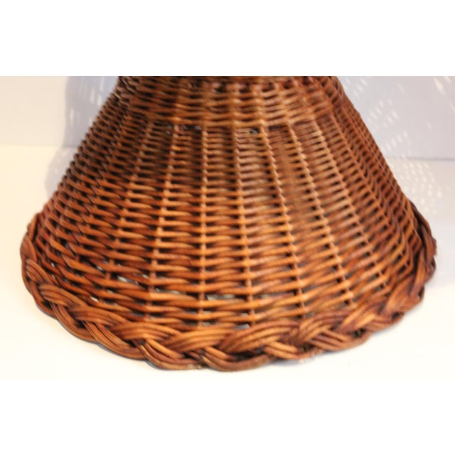 Beige Vintage French Round Wicker Table, 1970s For Sale - Image 8 of 18