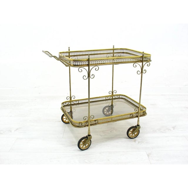 Brass side table, mobile bar/alcohol bar, 1960s