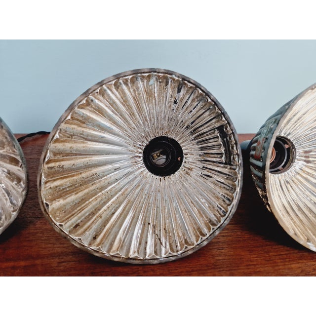Gal Pendant Lights in Mercury Glass, 1930s, Set of 3 For Sale - Image 9 of 18