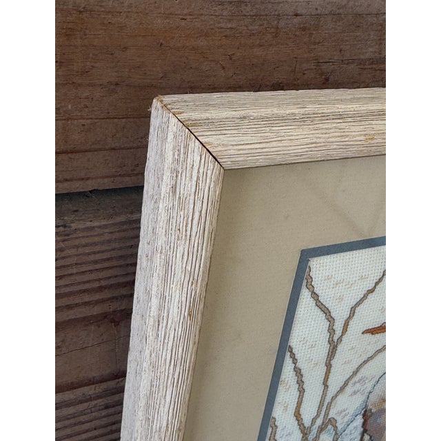 Nautical Vintage Coastal Egret Needlepoint Textile Art in Distressed Wood Frame For Sale - Image 3 of 11
