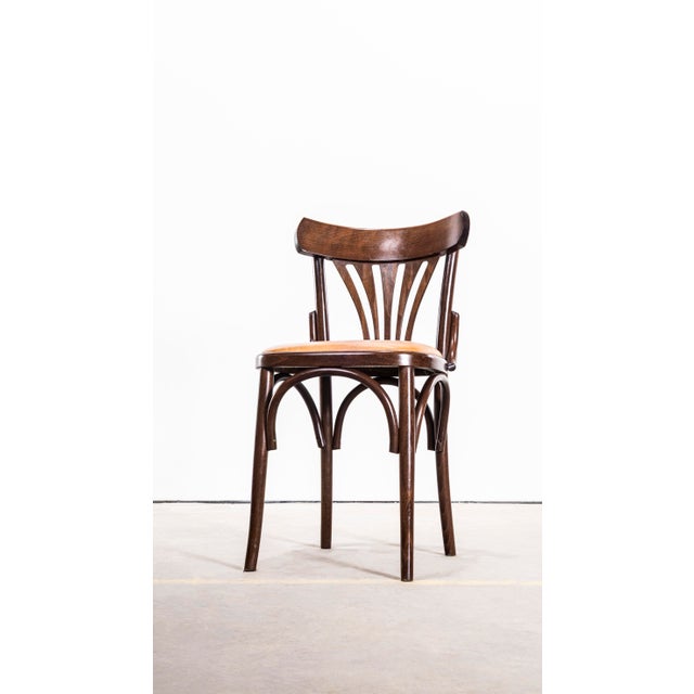 Brown Upholstered Fan Back Bentwood Dining Chairs, 1960s, Set of 6 For Sale - Image 8 of 10