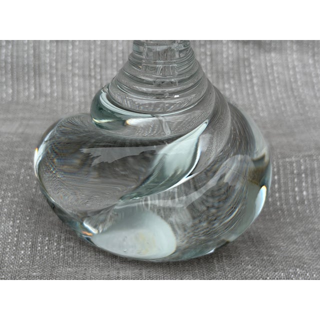Vintage Clear Art Glass Seshell Paper Weight Signed For Sale - Image 4 of 13